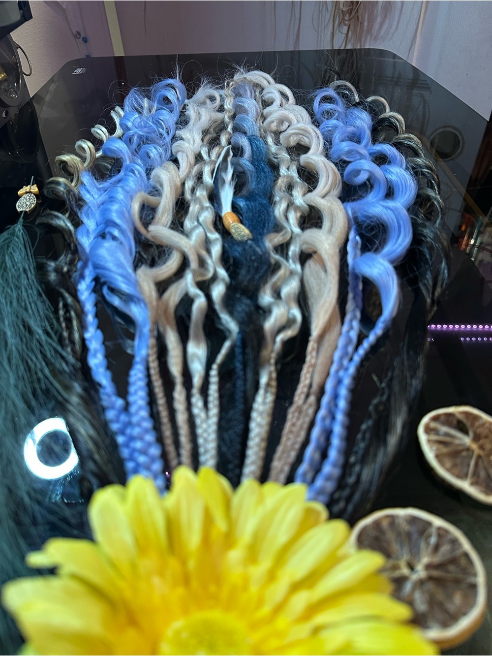 Blue and Blonde Mixed Braided Clip-In Extensions - Women Hair